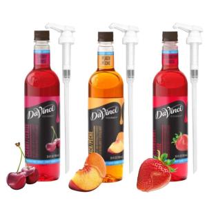 imageDaVinci Gourmet Syrup Bundle  Sugar Free Cherry Peach ampamp Strawberry Flavors 254 Fl Oz  3 Syrup Pumps